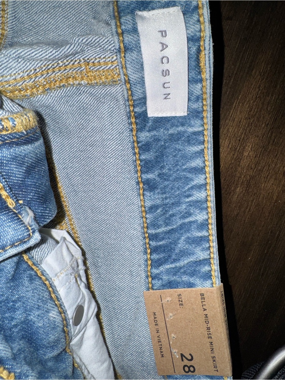 PacSun Light Wash Denim Mini Skirt - Light Blue - Picture 4 of 4